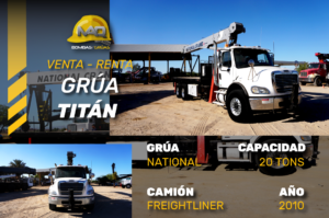 GRÚA TITÁN FREIGHTLINER NATIONAL 20 TONS 2010